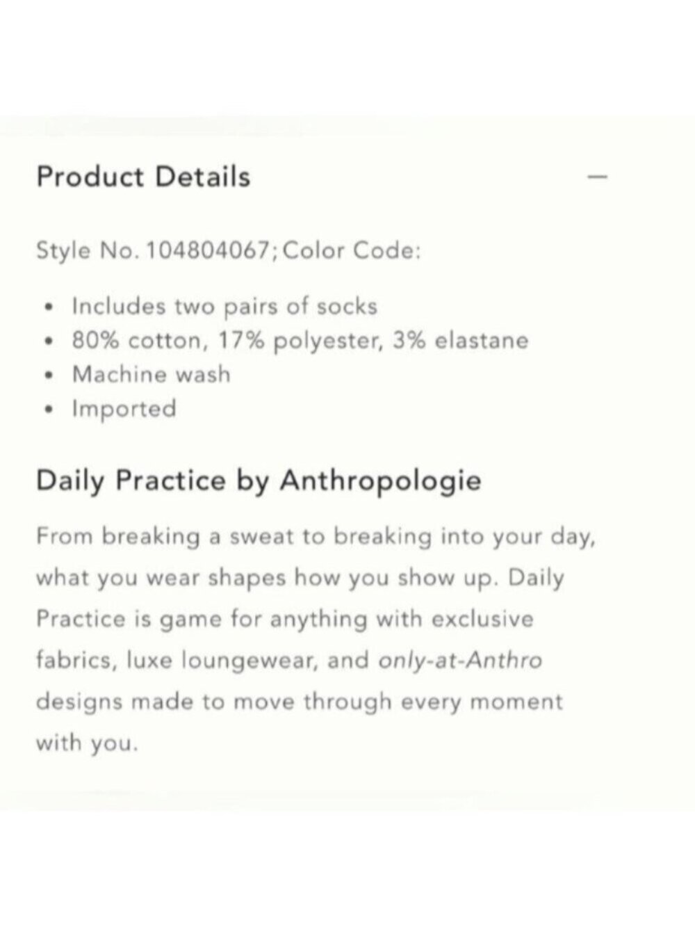 NWT Size OS - Daily Practice Icon Cotton Socks, set of 2 (NWT US$ 24) - Picture 2 of 16